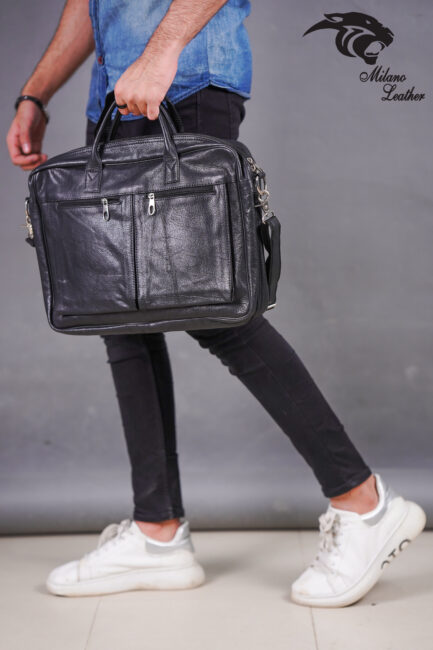 Leather Laptop Bag Black ML-LB003 - Image 4