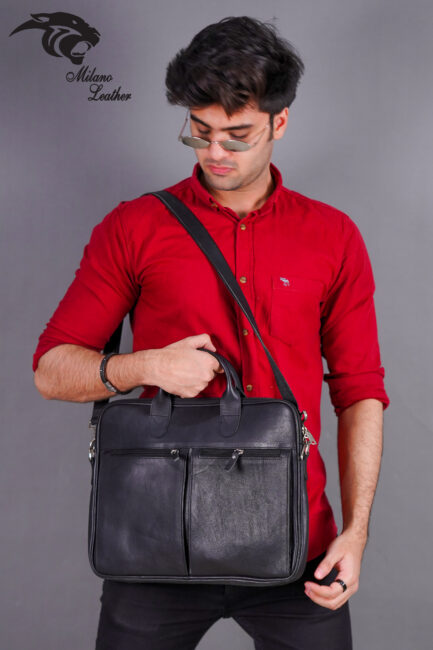 Leather Laptop Bag Black ML-LB007