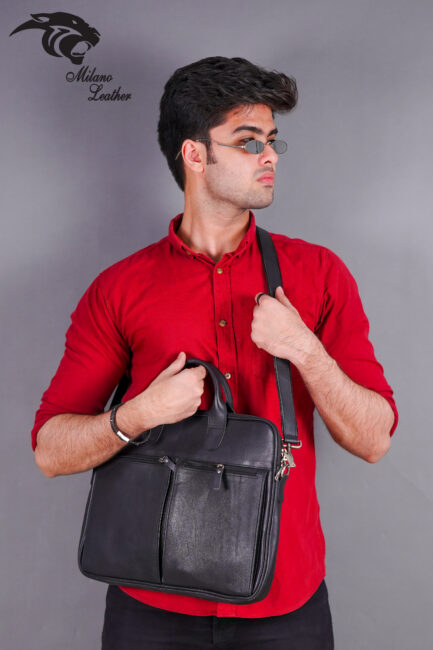 Leather Laptop Bag Black ML-LB007 - Image 2