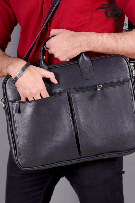 Leather Laptop Bag Black ML-LB007 - Image 4